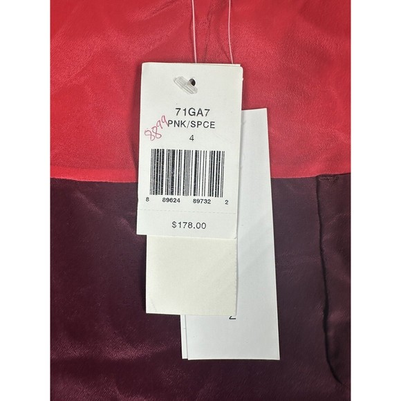 FRENCH CONNECTION T-SARAH COLOR BLOCK SILK DRESS, Pink/SPCE,Size 4, MSRP $178 - Picture 2 of 7